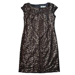 New Eliza J Sequin Velvet Brown Black Dress